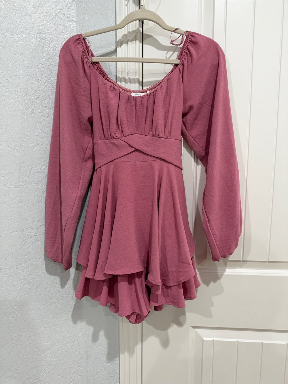Women’s Dusty Rose Long-Sleeve Peplum romper